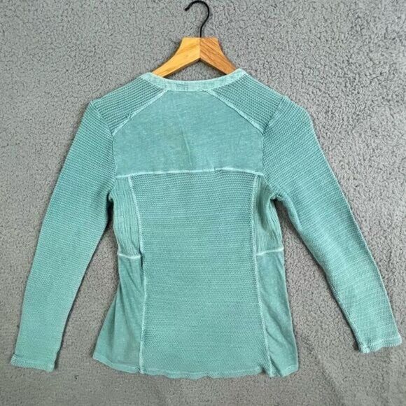 SOFT SURROUNDINGS WOMENS HENLY STYLE BLOUSE TURQUOISE SIZE XS - Picture 4 of 11